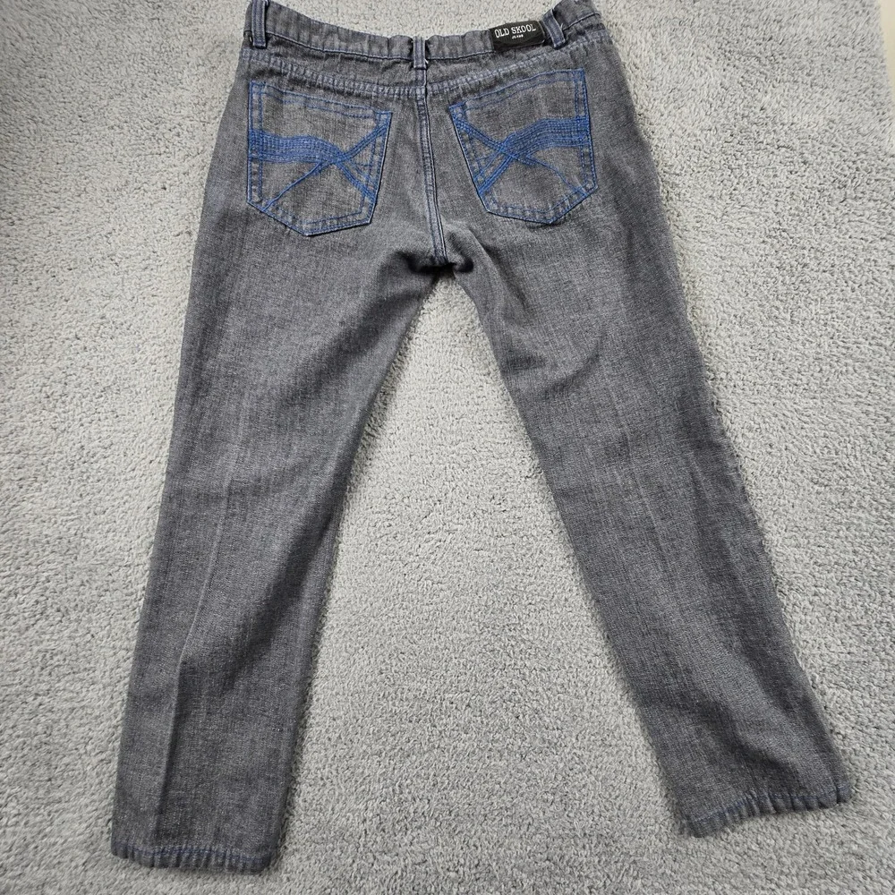 Old Skool‎ Denim Jeans Black Medium Wash Mens 36X30 Hip Hop Baggy
